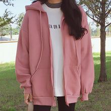 Load image into Gallery viewer, New Korean Hoodies Coat Women Casual Loose Womens Jacket Hooded Sweatshirts Plus Zipper Oversized Top Autumn Outwear XXL
