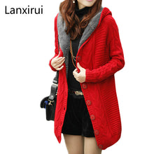 Load image into Gallery viewer, New Winter Hooded Cardigan Cashmere Sweater Women Coat Thick Warm Sueter Mujer Long Sleeve Knitted Cardigans Female Poncho
