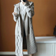 Load image into Gallery viewer, New Women Autumn Hooded Split Slim Cardigan Long Sleeve Loose Asymmetric Batwing Pocket Thicken Cardigan Women Sweaters
