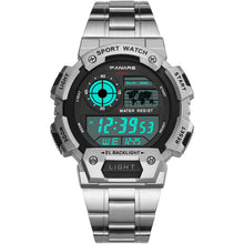 Load image into Gallery viewer, PANARS Fashion Luxury Men Digital Watch Stainless Steel Strap Luminous Multi Function Waterproof Men's Clock Electronic Watches
