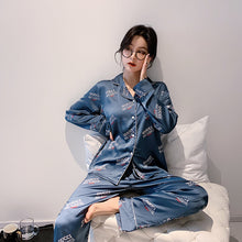 Load image into Gallery viewer, Pajamas set spring and summer women's nightwear 2PC large size loose long-sleeved home service cloth bag solid color pijamas
