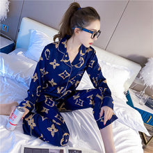 Load image into Gallery viewer, Pajamas set spring and summer women's nightwear 2PC large size loose long-sleeved home service cloth bag solid color pijamas
