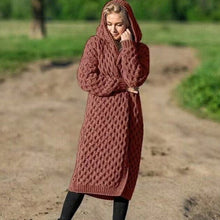 Load image into Gallery viewer, Plus Size 5XL Hooded Knitting Cardigan Women Twistted Knitted Women's Long Cardigans 2020 Autumn Winter Sweaters Coat Female
