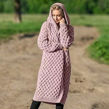 Load image into Gallery viewer, Plus Size 5XL Hooded Knitting Cardigan Women Twistted Knitted Women's Long Cardigans 2020 Autumn Winter Sweaters Coat Female
