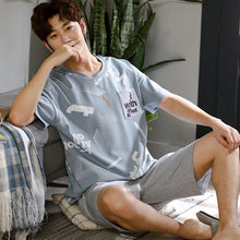 Load image into Gallery viewer, Plus Size L - 3XL Sleepwear Men's Pajamas Set Summer 2020 New Print Bee Tops an Sheer Shorts Sleepwear CottonLounge Pajama Sets
