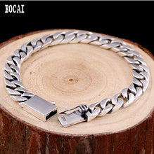 Load image into Gallery viewer, Real S925 Sterling Silver Glossy for Men and Women Couple Bracelet Simple Vintage Side Chain Bracelet
