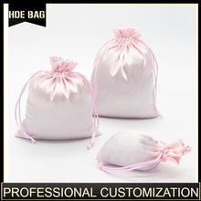 Load image into Gallery viewer, Satin Drawstring Bags Jewelry/Cosmetic/Gift/Wedding/Party/Storage/Hair Bundles/Wigs/Shoe Bags Silk Cloth Pouch Custom Logo Print
