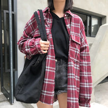 Load image into Gallery viewer, Shirts Loose Harajuku Korean Style Fashion Women New Single Breasted BF Sunscreen School Students Long Sleeve Womens Shirt Daily
