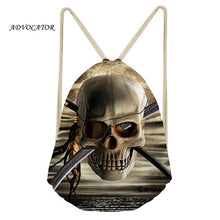 Load image into Gallery viewer, Skull 3D Design Men Drawstring Backpack Waterproof Pocket for Boys and Girls Storage Package Skull Bag Bolso Calavera
