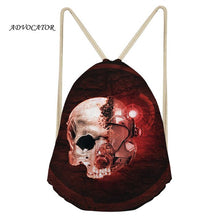 Load image into Gallery viewer, Skull 3D Design Men Drawstring Backpack Waterproof Pocket for Boys and Girls Storage Package Skull Bag Bolso Calavera
