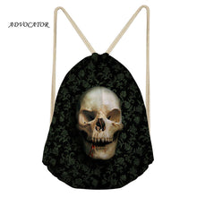 Load image into Gallery viewer, Skull 3D Design Men Drawstring Backpack Waterproof Pocket for Boys and Girls Storage Package Skull Bag Bolso Calavera
