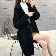 Load image into Gallery viewer, Spring Autumn Women Faux Mink Cashmere Cardigan Female Elegant Solid Sweater Korean Lady Warm Long Knitted Sweaters

