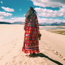 Load image into Gallery viewer, TIYIHAILEY Free Shipping Fashion 100% wool Coat For Women Loose Outerwear Long Sleeve Maxi Hand Made National Sweaters Tassels
