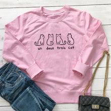 Load image into Gallery viewer, Un Deux Trois Cat Sweatshirt Kitten hoodies Causal cute sweatshirts Animal pet Aesthetic Cotton Shirts one two three four Tops
