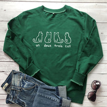 Load image into Gallery viewer, Un Deux Trois Cat Sweatshirt Kitten hoodies Causal cute sweatshirts Animal pet Aesthetic Cotton Shirts one two three four Tops
