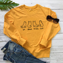 Load image into Gallery viewer, Un Deux Trois Cat Sweatshirt Kitten hoodies Causal cute sweatshirts Animal pet Aesthetic Cotton Shirts one two three four Tops

