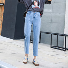 Load image into Gallery viewer, Vintage high waist jeans woman 2020 Slim fit blue mom boyfriend jeans for women denim pants female Ankle-length Pant streetwear
