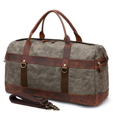 Load image into Gallery viewer, Waterproof Canvas Duffle Bag Durable Canvas Leather Travel Bag Men Tote Duffel Bag Large Capacity Gym Bag
