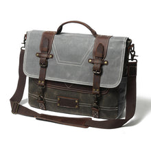 Load image into Gallery viewer, Waxed Canvas Messenger Bags Waterproof Canvas Leather Men Tote Bags Vintage Laptop Bags Big Canvas Shoulder Bags For Men
