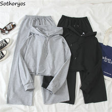 Load image into Gallery viewer, Women Sets Solid Leisure Loose Hooded Students Simple All-match Two Piece Set Womens Soft High Quality Trousers Tops Chic Lovely
