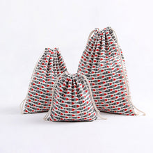 Load image into Gallery viewer, YILE 1pc Lucky Fish Cotton Linen Drawstring Party Gift Bag Multi-purpose Pouch Print Grey Red Fish 8129d
