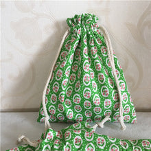 Load image into Gallery viewer, YILE Cotton Linen Drawstring Multi-purpose Organizer Bag Party Gift Bag Grass Flower Green 8502-4
