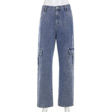 Load image into Gallery viewer, YYXZ Spring Autumn Fashion Cute Loose Big Pockets SML Blue High Waist Woman Casual Cotton Denim Pants Lady Jeans Trousers

