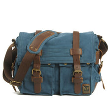 Load image into Gallery viewer, canvas leather postage bag Single Shoulder Bag Satchel Bag,  military travel female student, boy, girl, , 14 inch Laptop bag,
