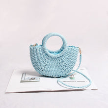 Load image into Gallery viewer, casual candy color rattan women handbags wicker woven lady shoulder crossbody bags summer beach small straw bag bali purses 2020
