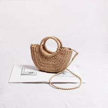 Load image into Gallery viewer, casual candy color rattan women handbags wicker woven lady shoulder crossbody bags summer beach small straw bag bali purses 2020
