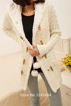 Load image into Gallery viewer, plus size 2014New winter cashmere sweater thick warm hooded sweater coat Korean Slim double-breasted thick knitted long cardigan

