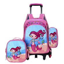 Load image into Gallery viewer, wenjie brother Children Mochilas Kids school bags With Wheel Trolley Luggage For boys Girls backpack Mochila Infantil Bolsas
