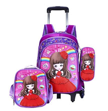 Load image into Gallery viewer, wenjie brother Children Mochilas Kids school bags With Wheel Trolley Luggage For boys Girls backpack Mochila Infantil Bolsas
