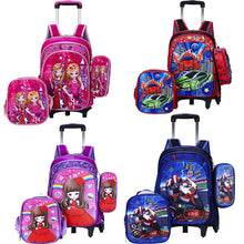 Load image into Gallery viewer, wenjie brother Children Mochilas Kids school bags With Wheel Trolley Luggage For boys Girls backpack Mochila Infantil Bolsas
